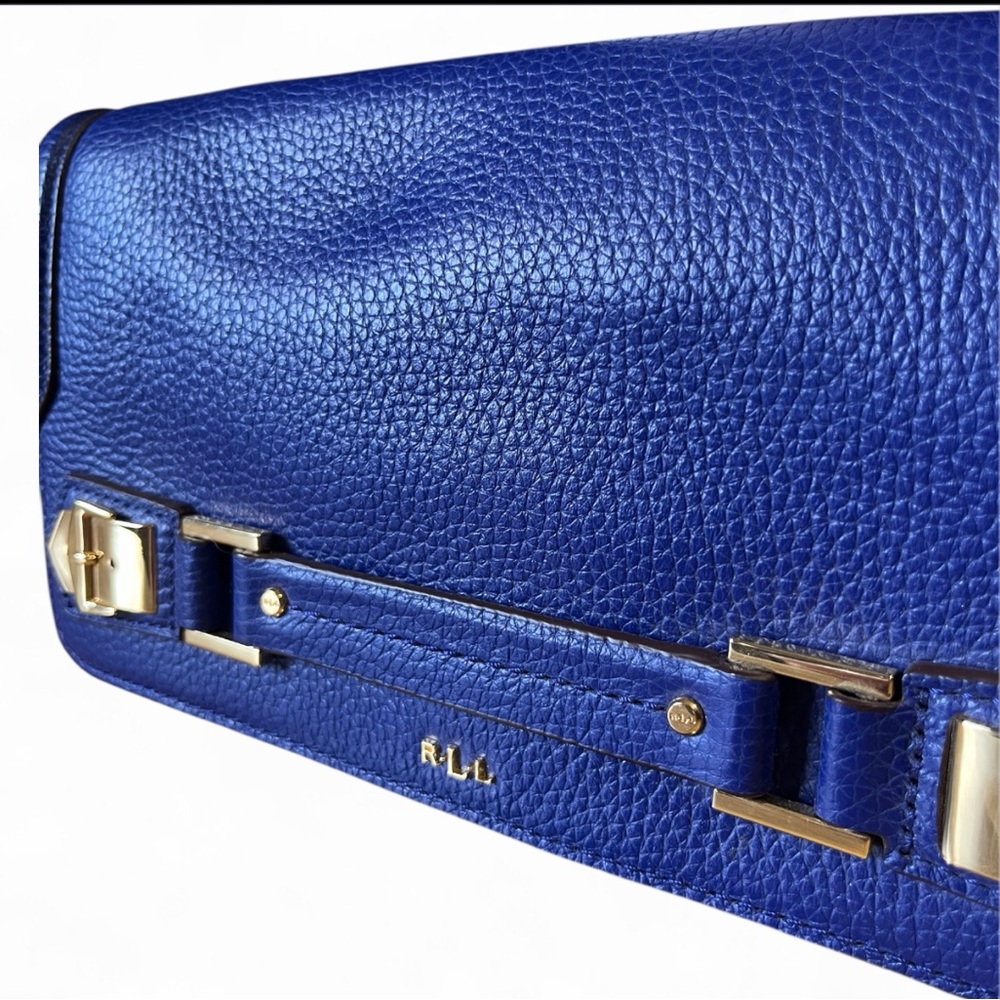 NWT Ralph Lauren Leather Blue Clutch